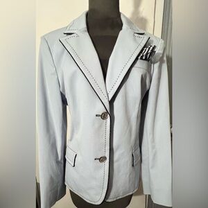 classic St. John Sport Light Blue Tailored Blazer Jacket excellent condition